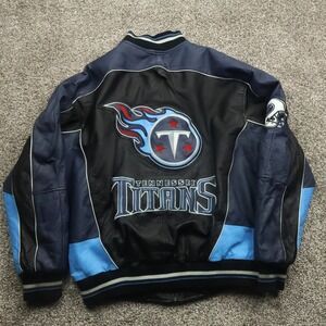 Tennessee Titans Jacket Men's/Womens Large Blue Black Leather Bomber NFL Sports